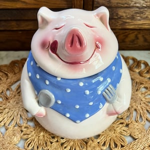 Pink Pig Out Vintage Clay Art Cookie Jar 1991