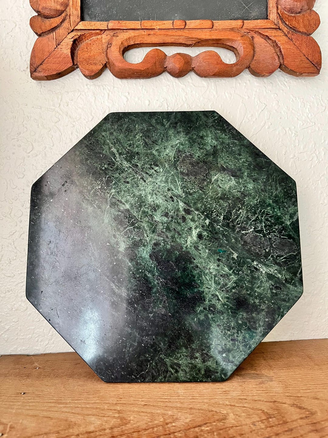 Green Melange Marble Organic Shaped Trivet (Each One Will Vary)