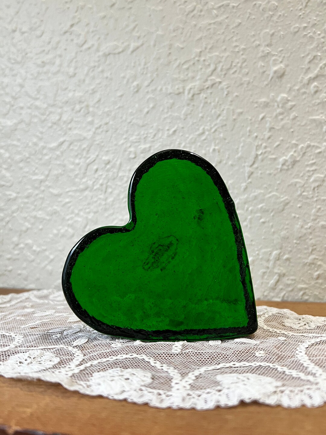 Blenko Heart Shaped Emerald Paperweight Etsy