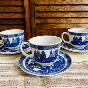 Johnson Brothers Willow Blue Tea Cup & Saucer - Set of 3