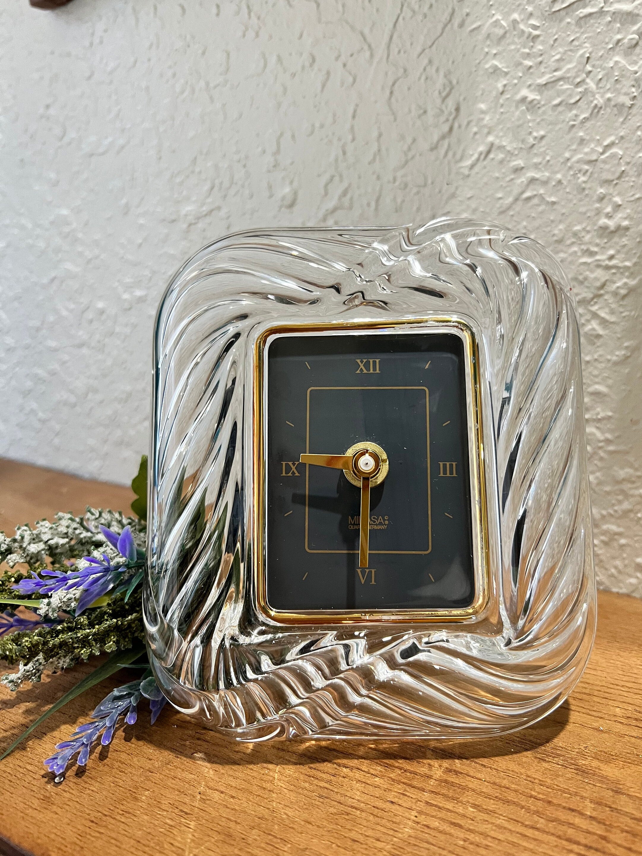 Vintage Mikasa Glass Desktop Clock - Etsy