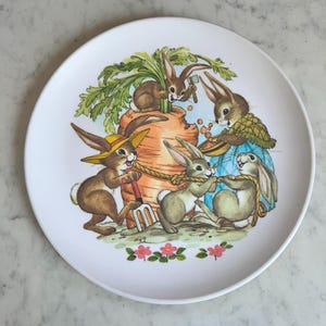 Vintage Bunny Family Plate – Perfect for Easter & Spring