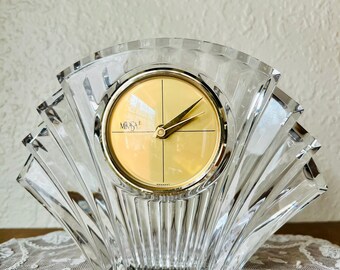 Vintage Mikasa Crystal Cut Shell Mantle Clock – Art Deco Style