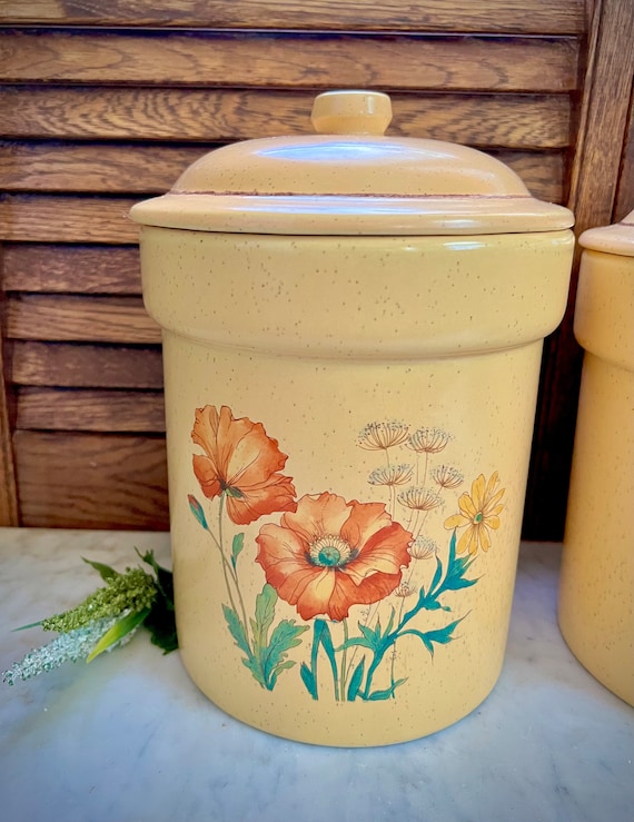 Vintage Set of Floral Treasure Craft Canisters - Etsy