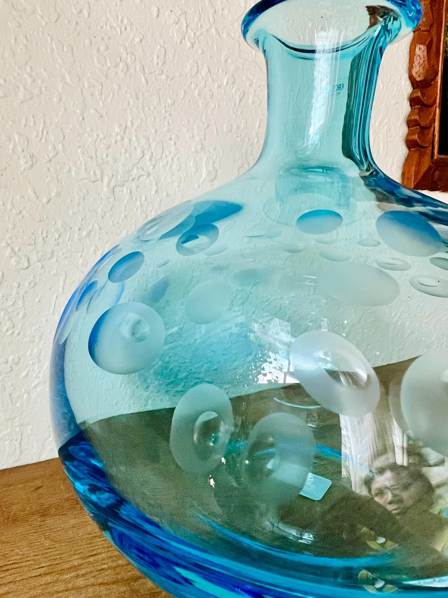 Vintage Blue Krosno Poland Art Glass Vase With Polka Dots – Crate