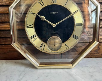 Vintage Howard Miller Octagon Wall Clock Chime Model 612-569 Wood