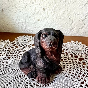 Black Dachshund Puppy Figurine