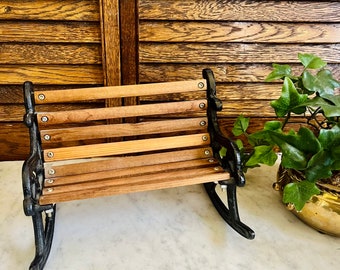 Vintage Cast Iron and Wood Rocking Bench