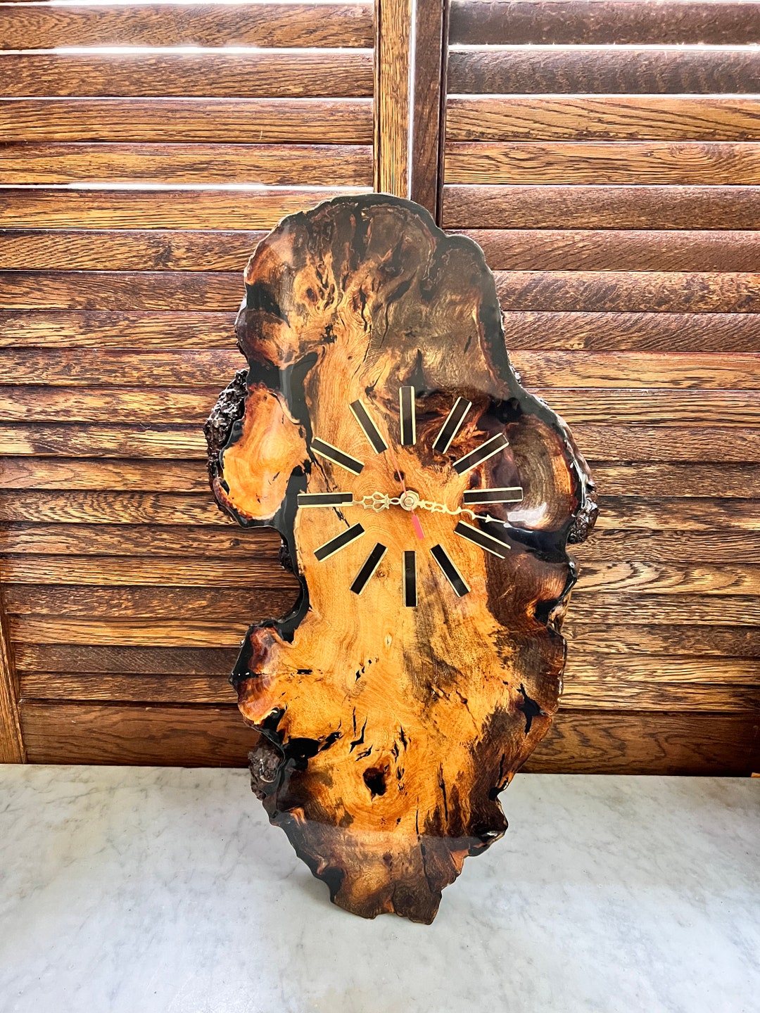 Vintage Burl Wood Wall Clock Etsy