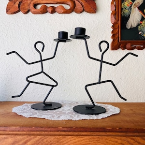 Vintage MCM Stickman Candle Holders (2)