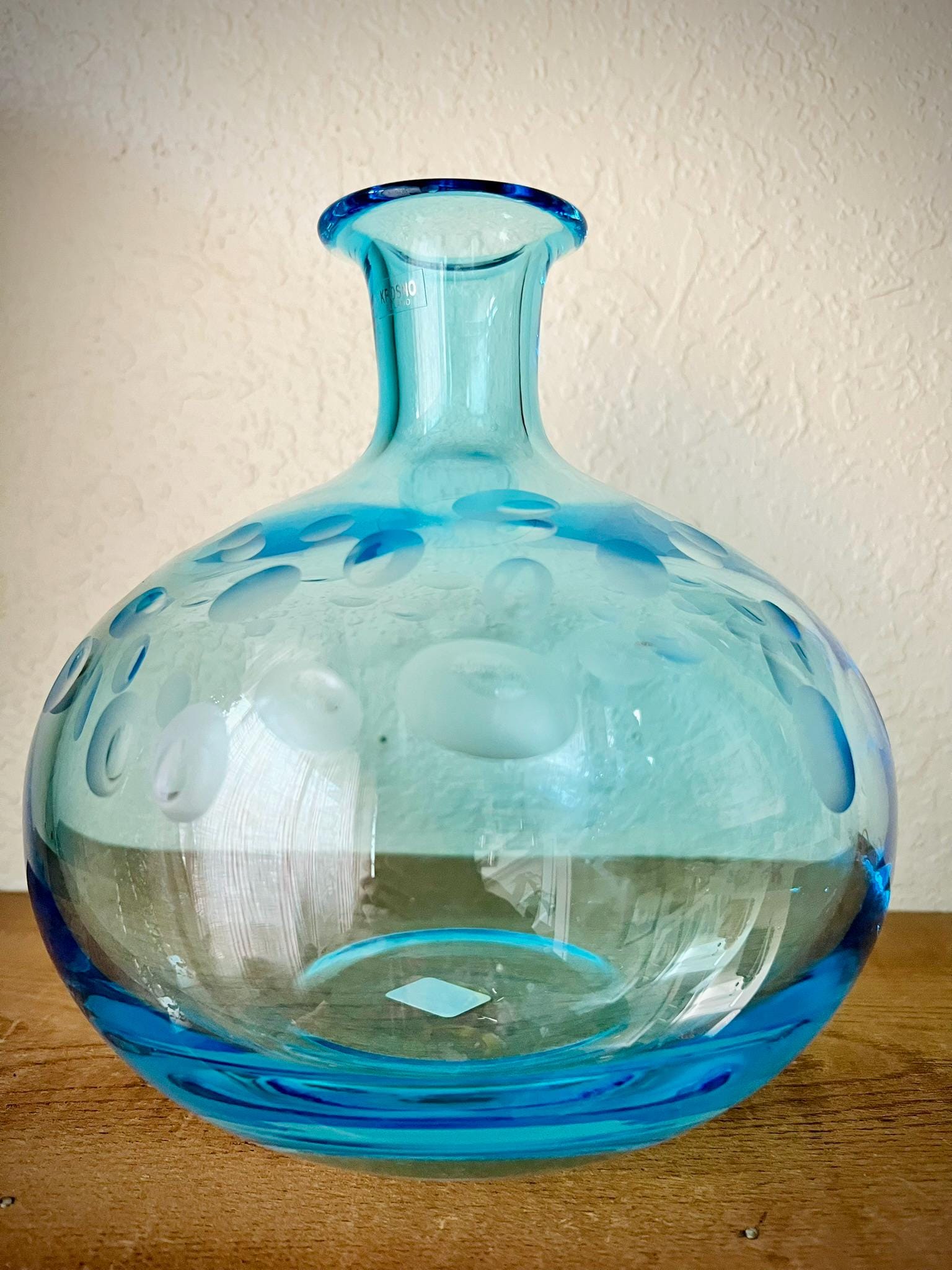 Vintage Blue Krosno Poland Art Glass Vase With Polka Dots – Crate