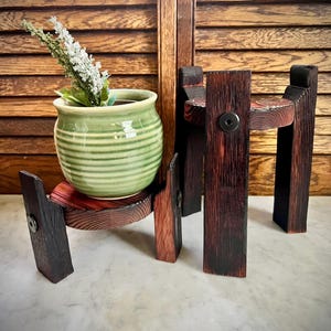 Vintage Wood Plant Stand – Cherry Wood Stain – Classic Display Pedestal