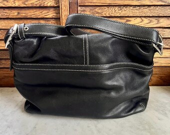 Coach Soft Black Leather Purse #E043-9570 – White Stitch Accents