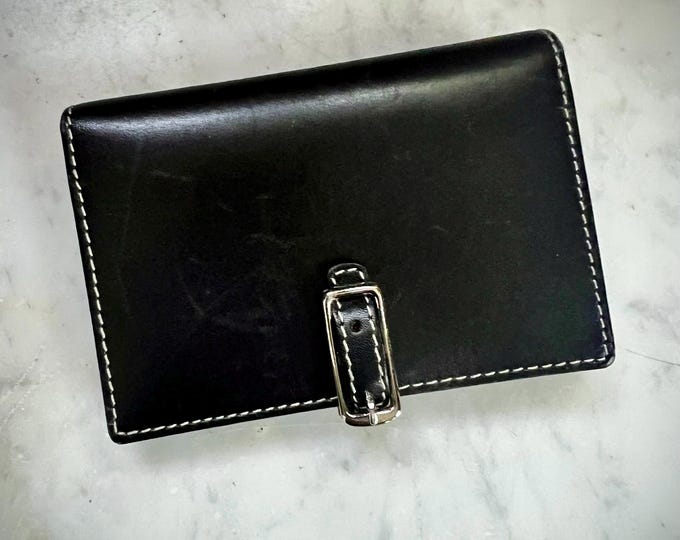 Wallet Latch Vintage Coach Black Leather Wallet – Latch Front, Red Interior, White ...
