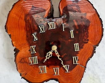 Vintage 70s Live Edge Wood Wall Clock – Groovy & Functional