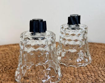 Set of 2 Vintage Homco Clear Glass Cubist Peg Votive Candle Holders