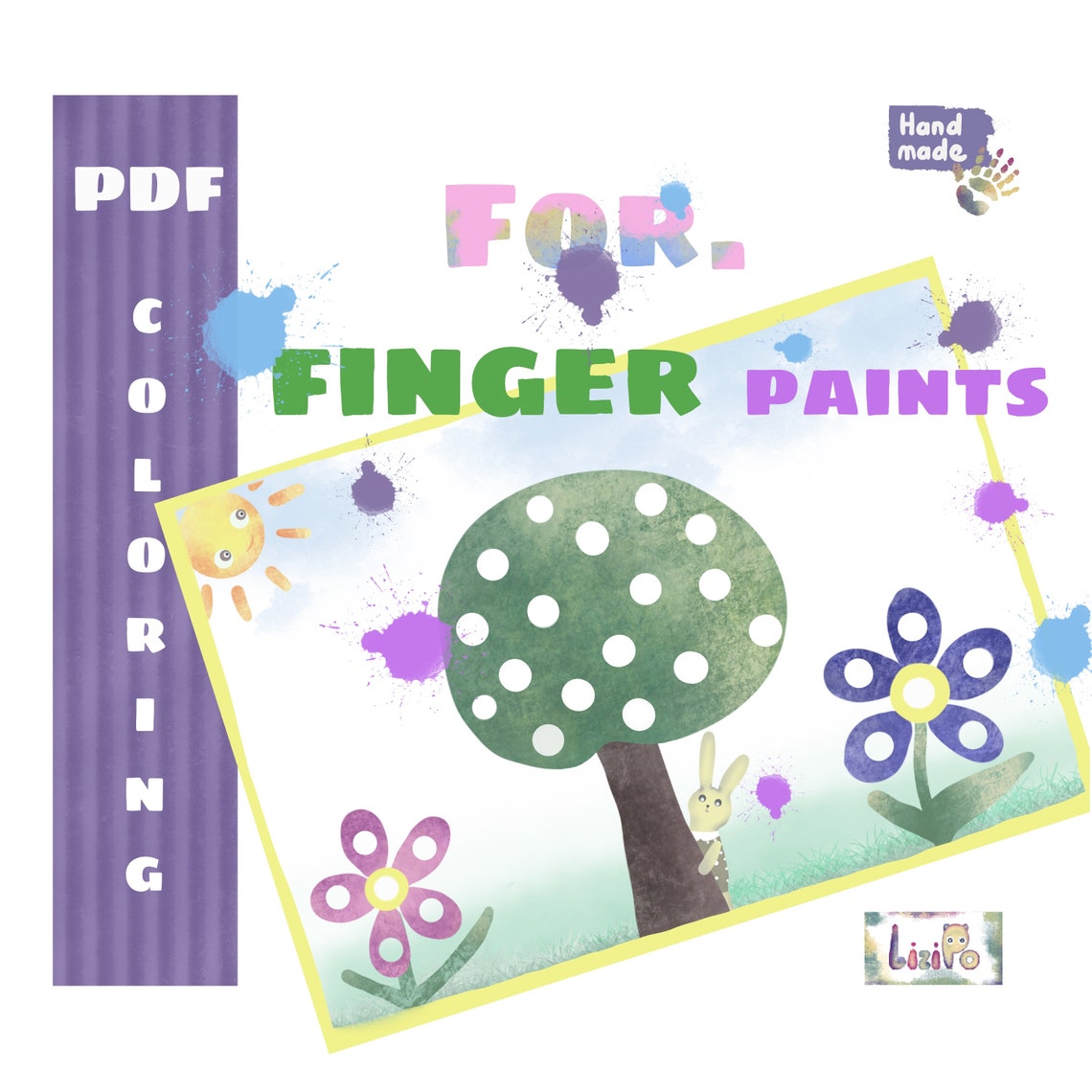 Coloring pages for finger paint. PDF. | Etsy