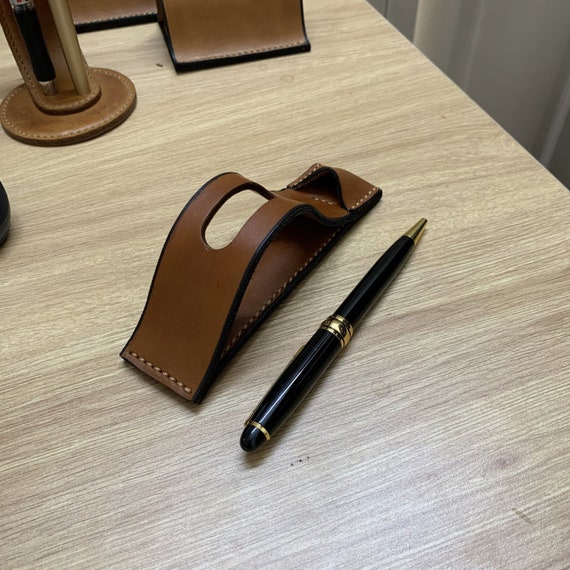 Handmade Walnut Wood Desk Organizer - Pen Holder - Galen Leather