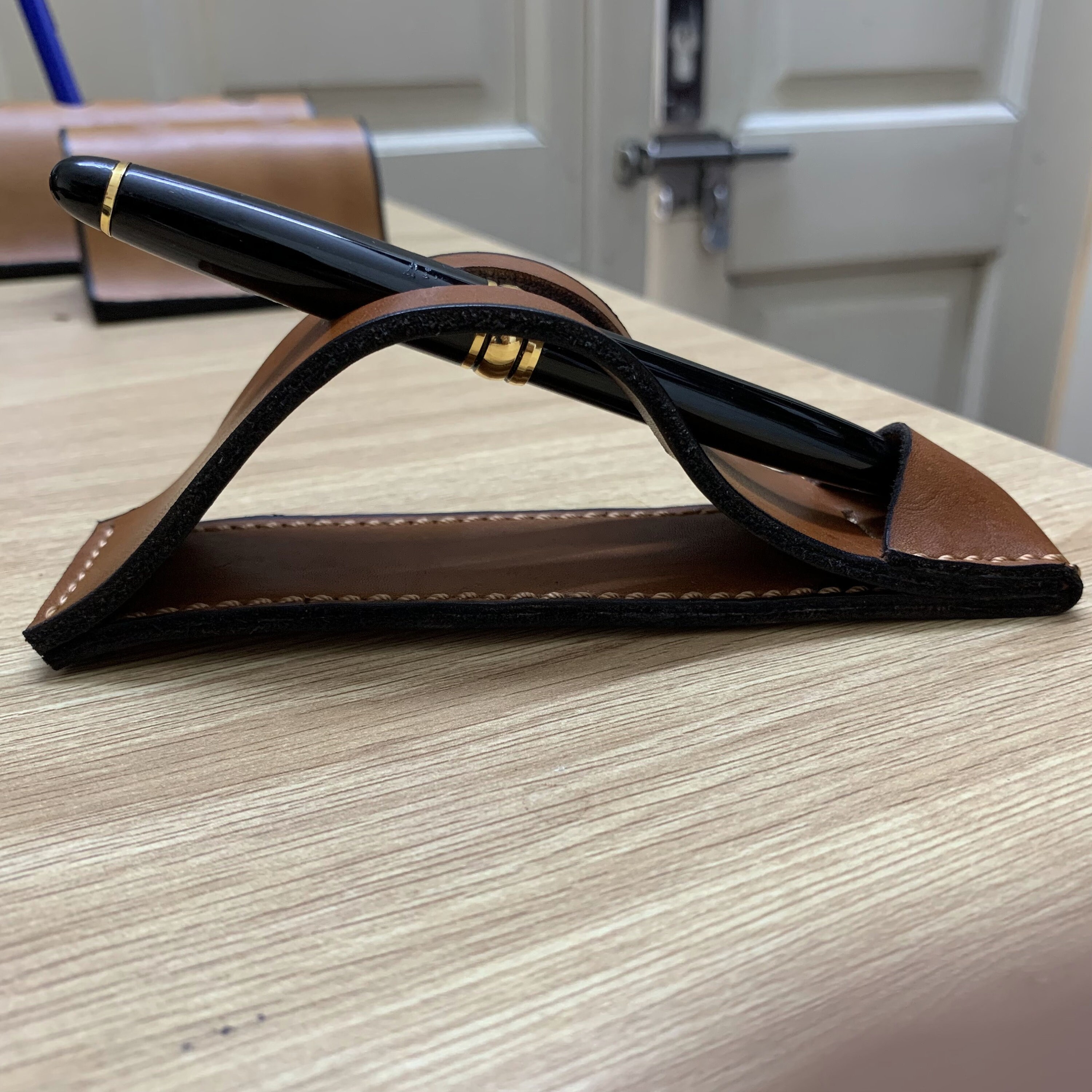 Leather Fountain Pen Stand Leather Pen Holder Leather Desk Etsy