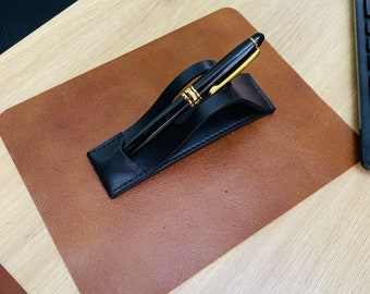 Black Leather fountain pen stand, Leather Pen Holder, Leather Desk Pen Holder, Leather Pen Stand for Desk, Office Pen Stand Supplies