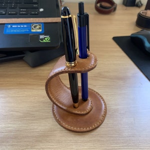 Leather Desk Pen Holder, Leather Pen Stand for Desk, Gift for Boss, Gift for Him Boss, Office Pen Stand Supplies Accessories