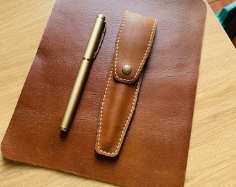 Leather pen case, Genuine Leather pencil case, Pen sleeve leather, Pen pouch, Pencil pouch, leather pen holder