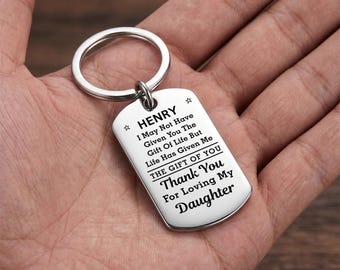 Personalized Love Son In Law Keychain - Thank You For Loving My Daughter,  Birthday Christmas Wedding Gift From Mother-In-Law Father-In-Law