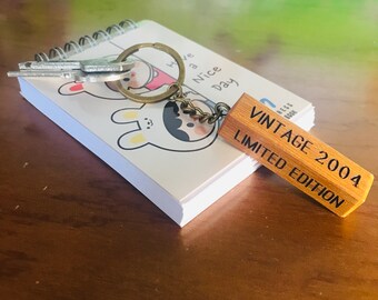 Vintage 2004 Limited Edition - 20th Birthday Gifts for Men Women, 20 Year Old Wooden Keychain born in 2004, Unique 20 Years of Being Awesome