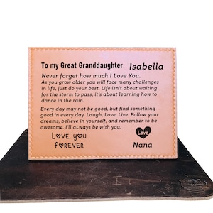 To My Great Granddaughter Love You Forever Personalized Leather Frame Gift For Great Granddaughter From Great Grandma, Great Grandpa