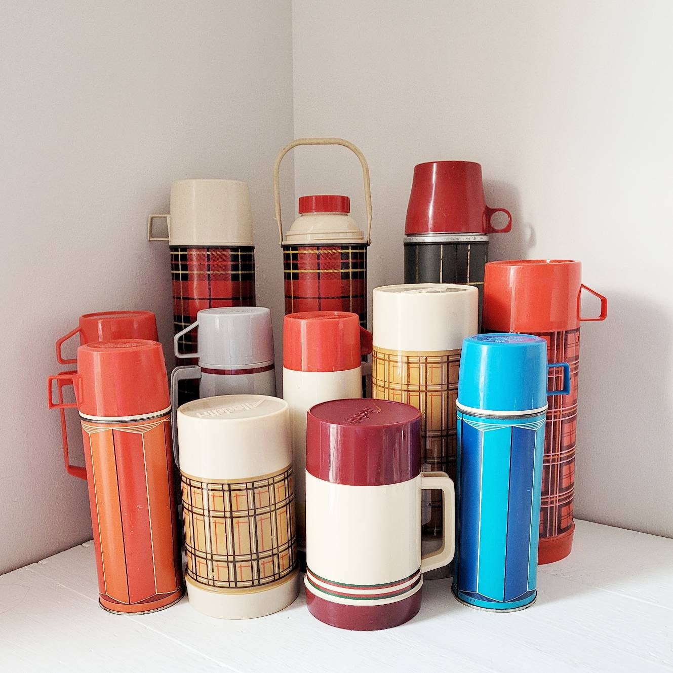 Vintage Plaid Thermos Set- Large Set – Grae Studio Design