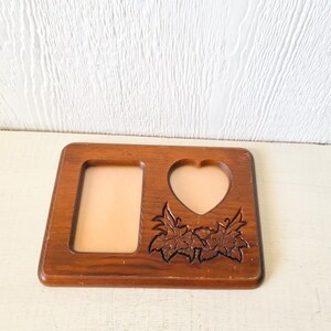 Vintage Wood Rectangular Frame with Square and Heart Cutouts