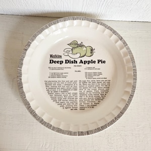 Vintage Deep Dish Apple Pie Plate with Recipe