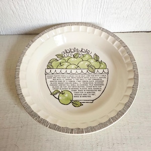 Vintage Apple Pie Recipe Pie Plate