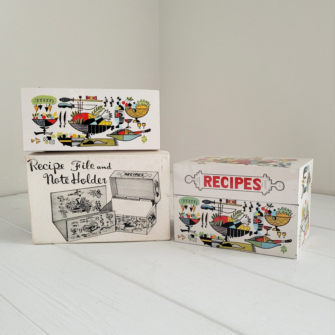 Vintage Tin Recipe Box With Matching Note Holder New in Box Etsy