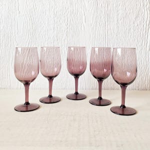 Smokey Purple Wine Glasses, Set of 5