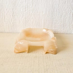Vintage Alabaster Carved Stone Ashtray Catchall
