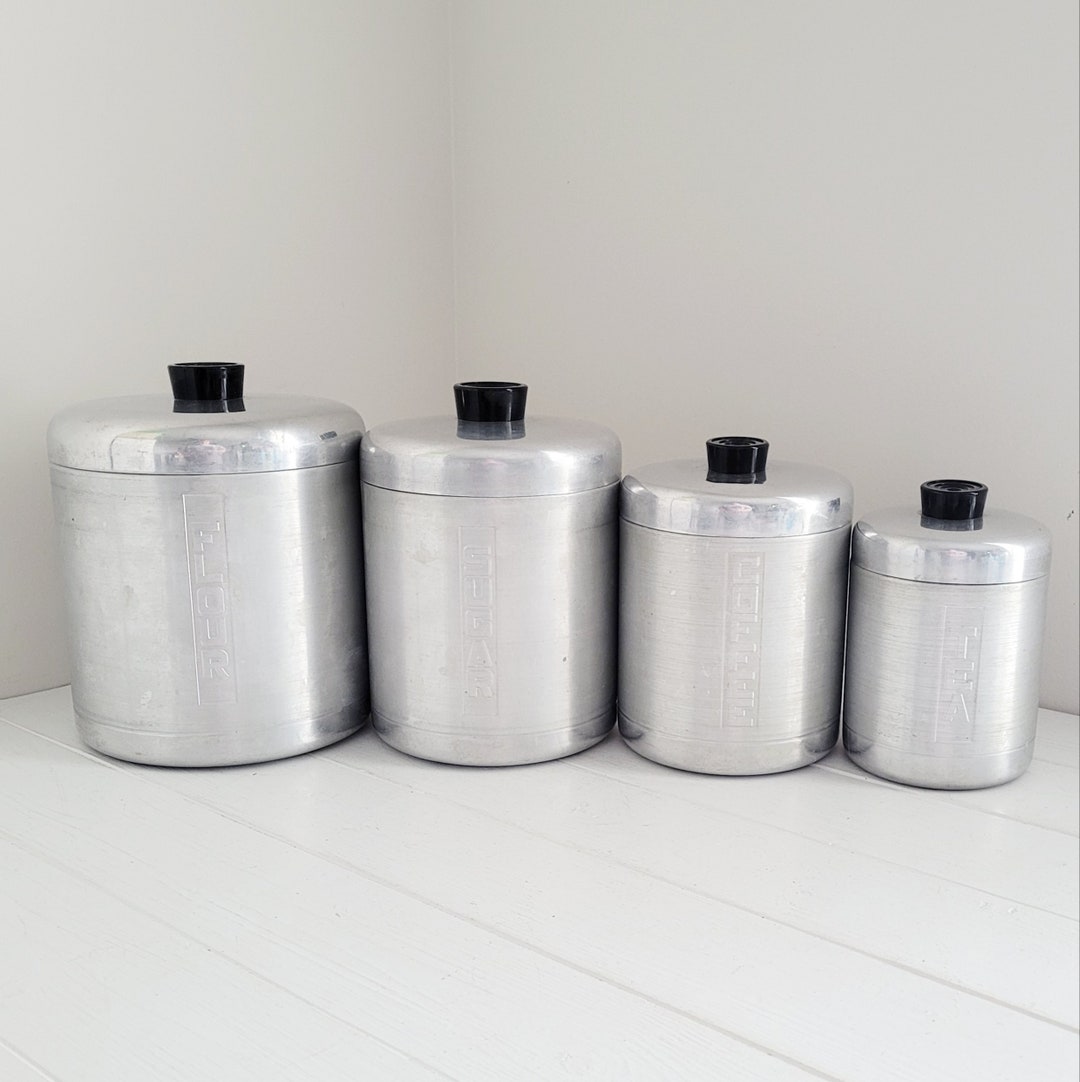 Century Aluminum Canister Set Set of 4 Kitchen Canisters Etsy
