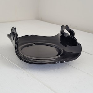 LE Smith Black Amethyst Glass Rolled Handled Bon Bon Dish