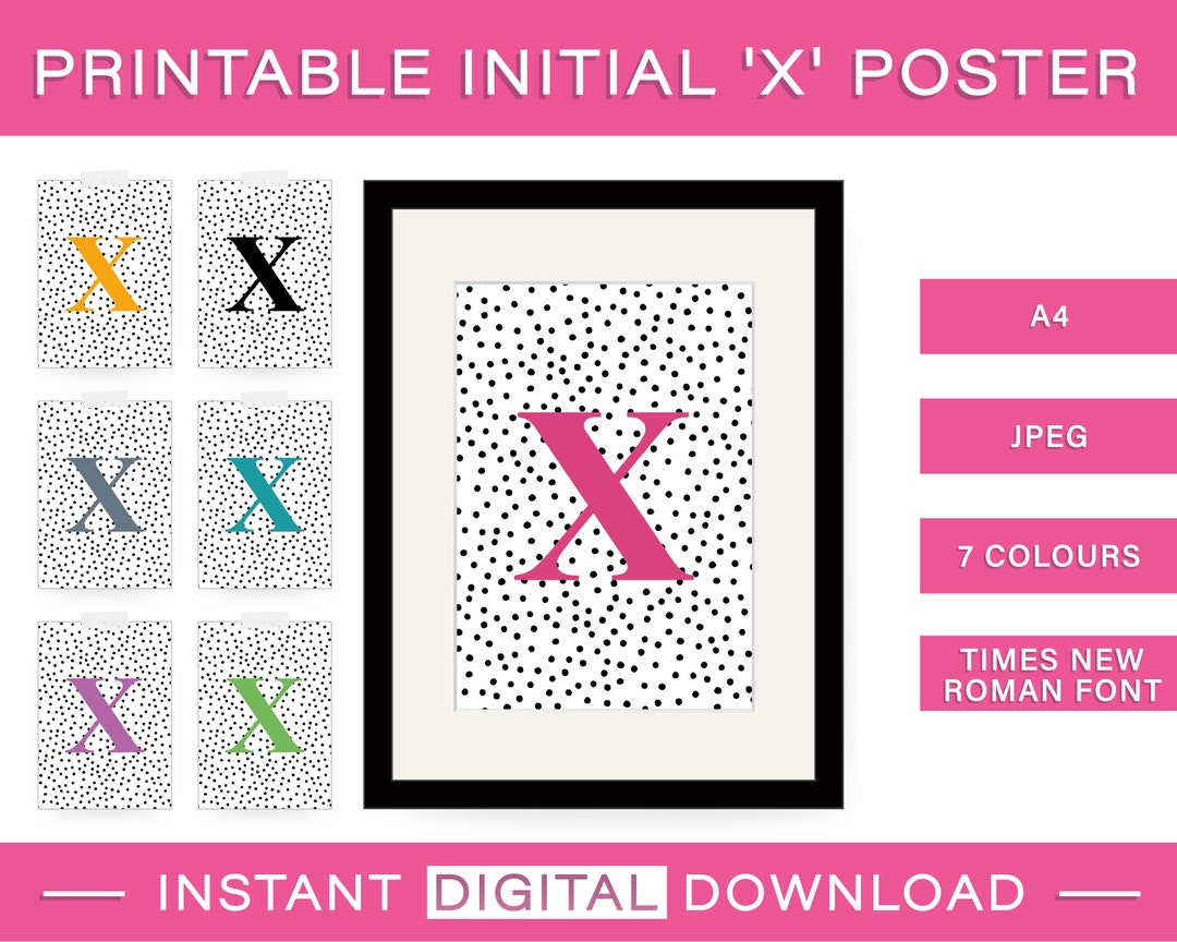 X Sticker Printable Printable A4 Initial 'X' Poster instant Download Initial Art, Boys ...