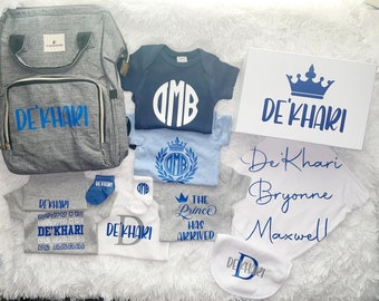 Personalized Baby Boy Bundle with Diaper Bag