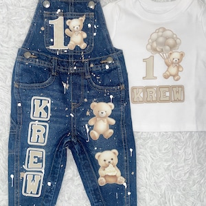 Bear Overall Set-Birthday-ANY THEME-Boy or Girl