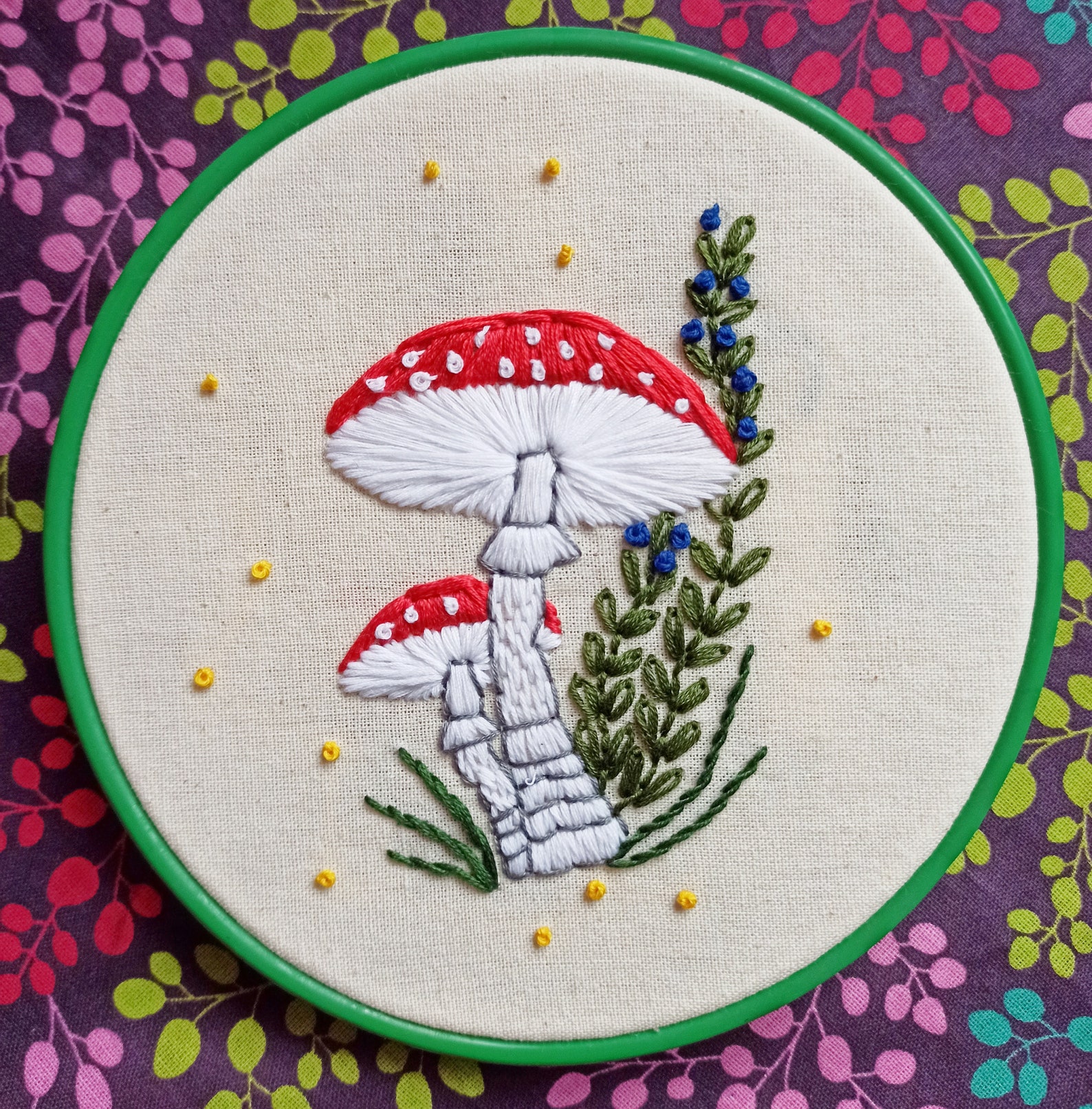 Amanita Mushrooms Embroidery Pattern botanical pattern Etsy