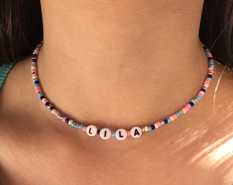 Handmade custom beaded Name Necklace / Choker