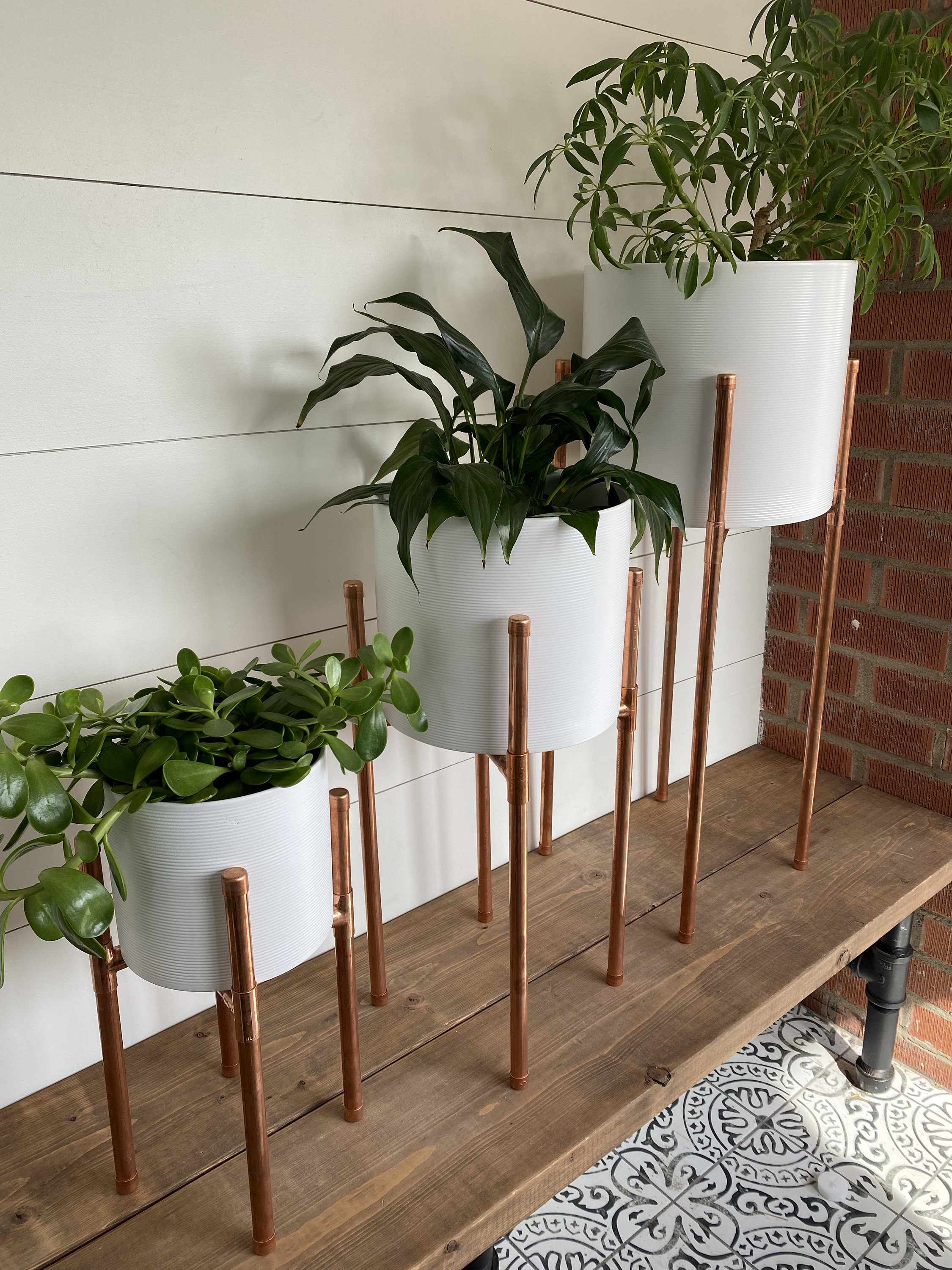Small Medium Large Copper Pipe Plant Stand Planter Etsy