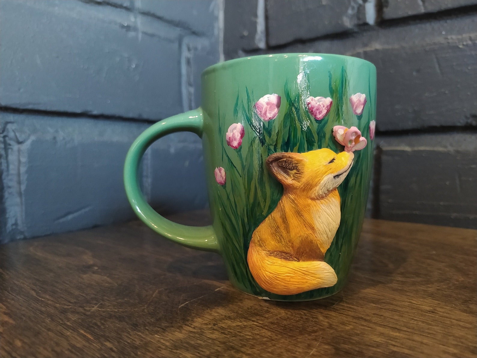 Mug with decor Polymer clay mug Handmade cup Tea and coffee Etsy