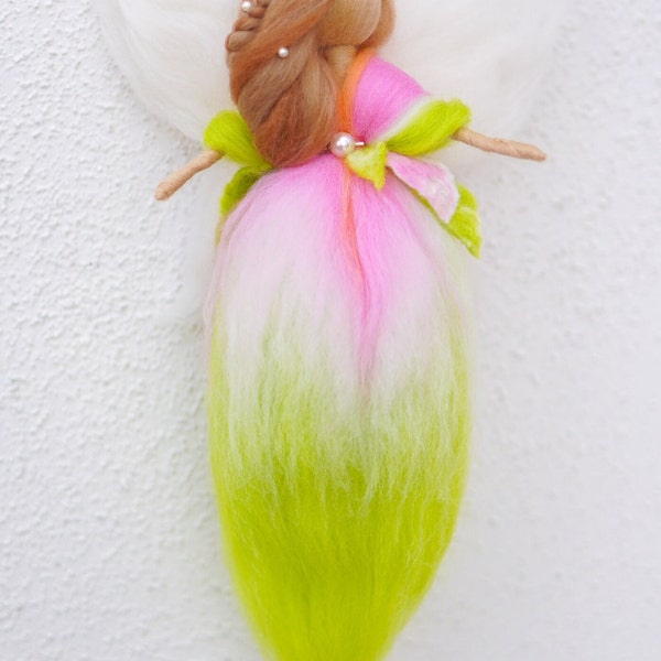 Spring wool fairy, Waldorf inspired needle felted Flower fairy, Fairy wool, Wool angel decor