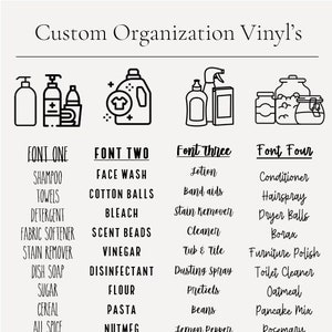 Custom Organization Vinyl | Organization Decal | Bathroom, Laundry Room, Cleaning Product, Kitchen Pantry, Spice Jars