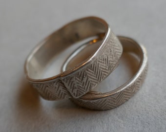 Bague de mariage (argent 925) mat avec motif: zigzag