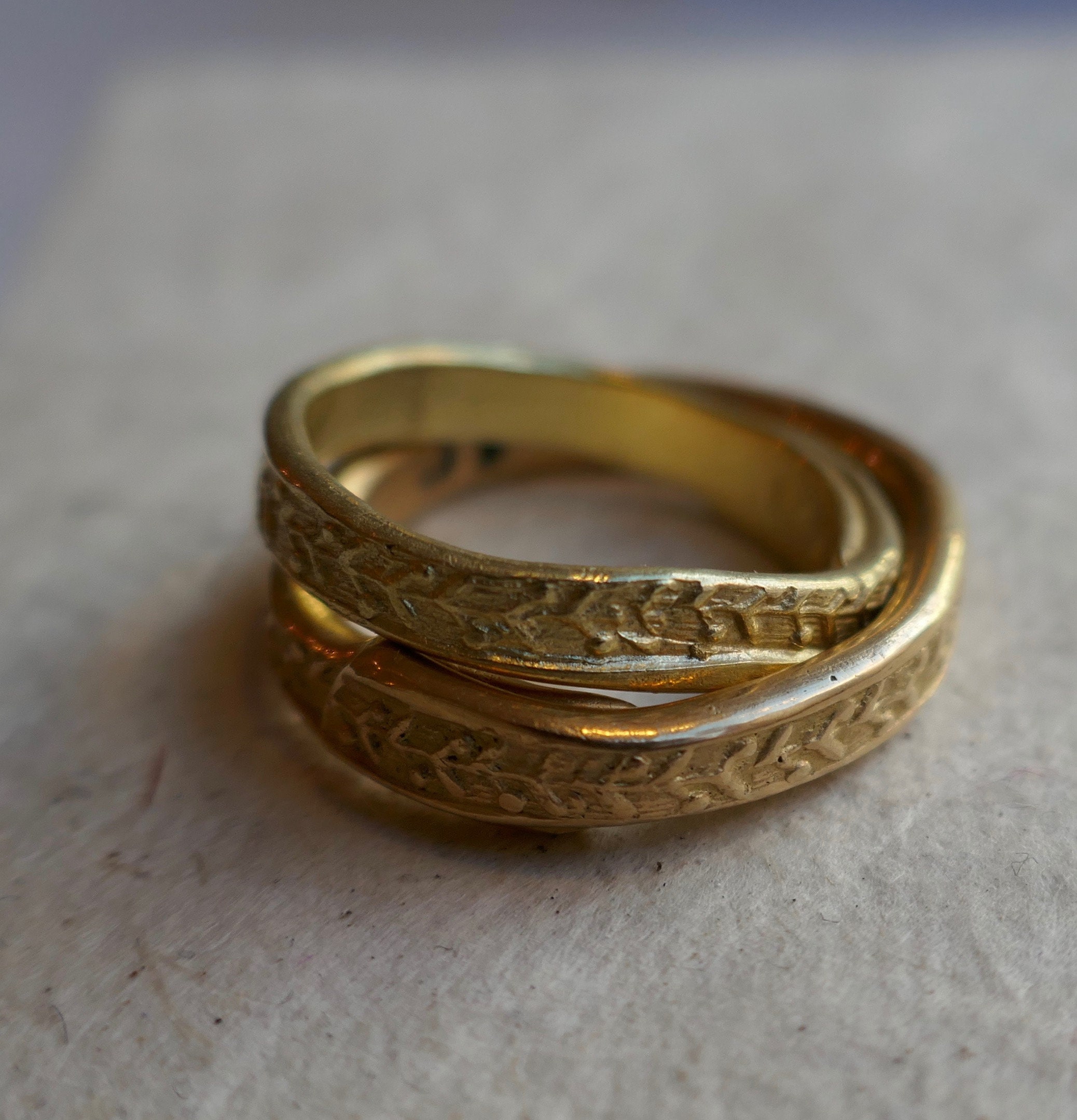 Wedding Rings Gold Matt With Pattern: Leaves and Berries - Etsy UK