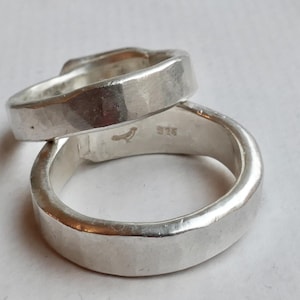 unusual wedding rings (wedding rings, partner rings), silver hammered with pattern: wrapped hammered. Matt or shiny. Hand engraving